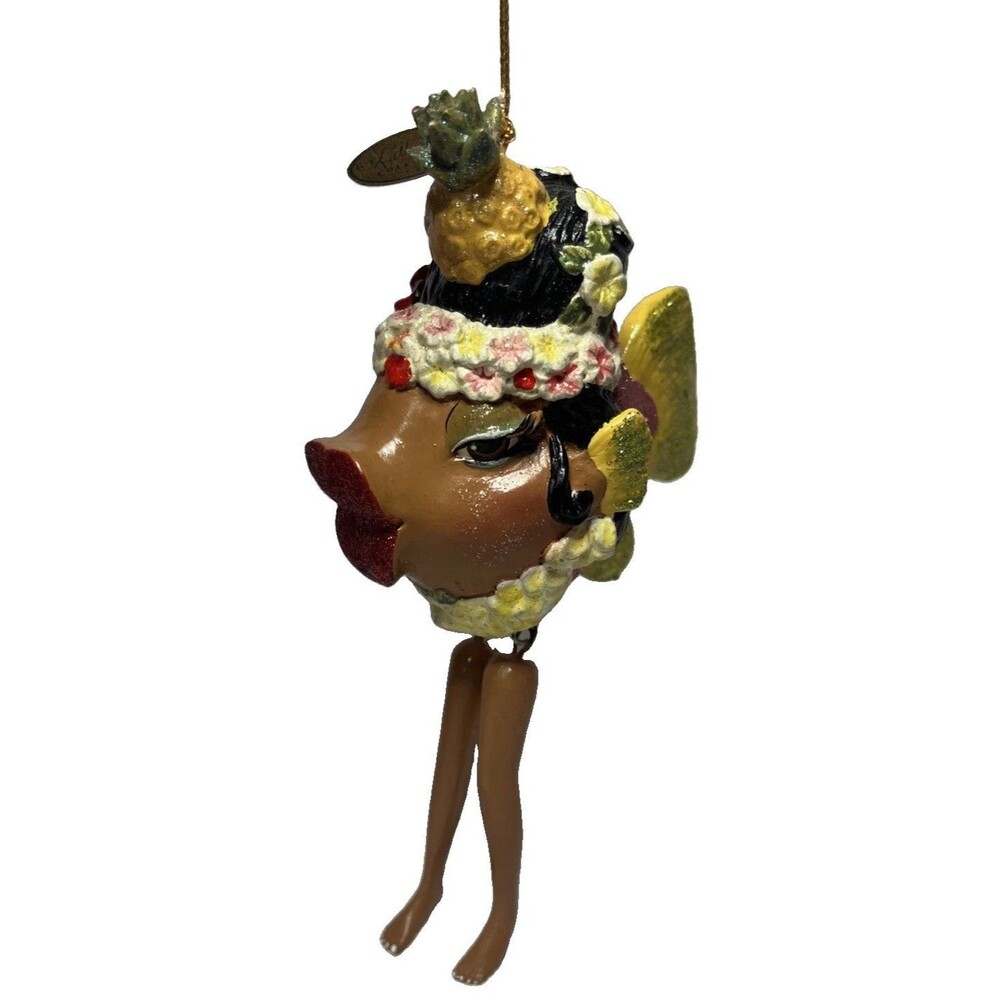 Katherine's Collection Kissing Fish Ornament Tropical PINK Body Dangle Legs Xmas